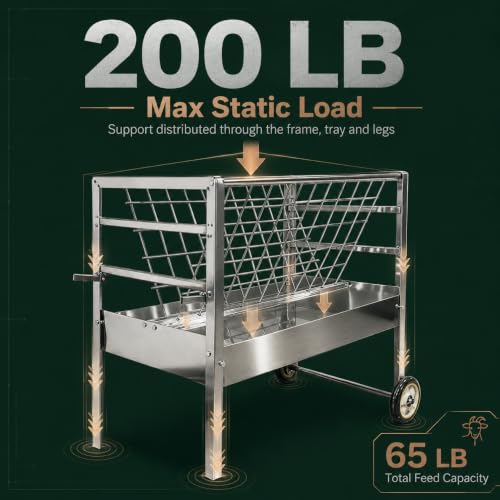 Sheep Feeder, 2 in 1 Livestock Feeder Hay and Grain Feeder for Goats Lambs
