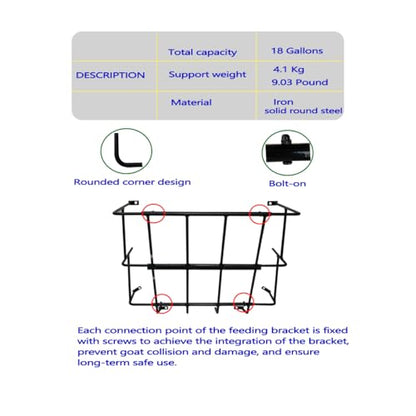 Hay Feeder Goat 18 Gallon Hay Rack,Heavy Duty Iron Wall Hay Rack for Sheep,Cattle,Livestock in Farm Indoor Outdoor Uses