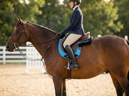Horse Contoured Fleece Lined Quilted English Saddle Pad Black 72153 - color: Turquoise