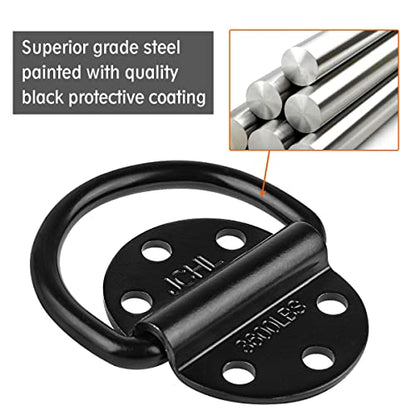 D-Rings Tie Downs Anchors Heavy Duty Steel 3600 Pound Capacity Lashing Rings for Loads on Trailers Trucks RV Campers Vans ATV SUV Boats Tie Down Ring with Screws&Bolts (6-Packs) - color: 6-Pack