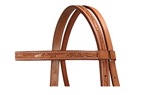 Tahoe Tack USA Leather Leaf Tooled Western Browband Headstall - color: London Tan