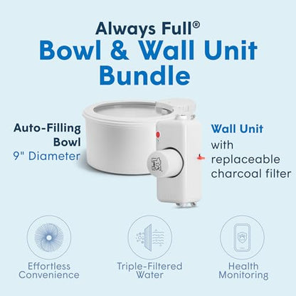 9" Self-Refilling Dog Water Bowl with Wall Unit - size: 9" Bowl, style: Wall Unit