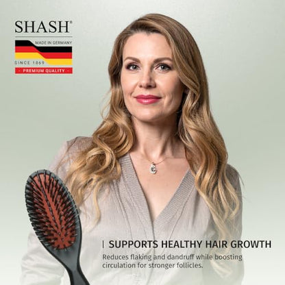 SHASH Since 1869 Hand Made In Germany - Nylon Boar Bristle Brush Suitable For Normal to Thick Hair Gently Detangles, No Pulling or Split Ends - Softens Improves Hair Texture, Stimulates (Extra Small) - size: Extra Small