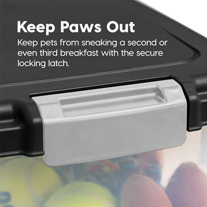 IRIS USA Airtight Pet Food Storage Rolling Container, 30 lb Capacity, Black - color: Black, size: 30 lbs