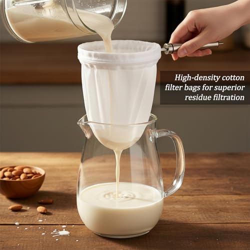 Ultra Fine Mesh Strainer Bags with Stainless Steel Handle, 3 Pcs Reusable Nut Milk Bag Strainer, Juice Strainers Mesh Filter Bags Cheese Cloth Bag for Straining Nutmilk, Coffee, Tea, Yogurt (Small)