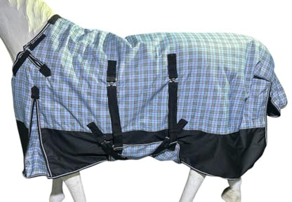 1200D Waterproof Medium Weight Poly (250g Fill) Horse Winter Turnout Blanket with Standard Neck AT010002CHK1-75 - size: 75