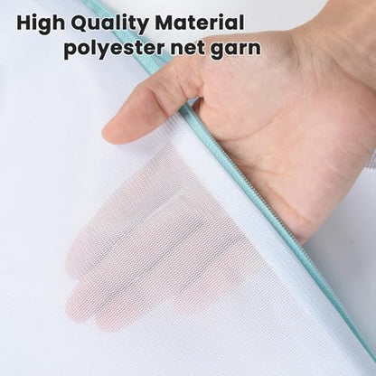OTraki 12x16 Inch Mesh Laundry Bag 2 Pack Small Lingerie Bags with Handle and Zipper Fine Mesh Bags Delicate Washable Laundry for Home Colleage Travel Don't Drying, Melting 140-176℉, White - size: 12 x 16 inch