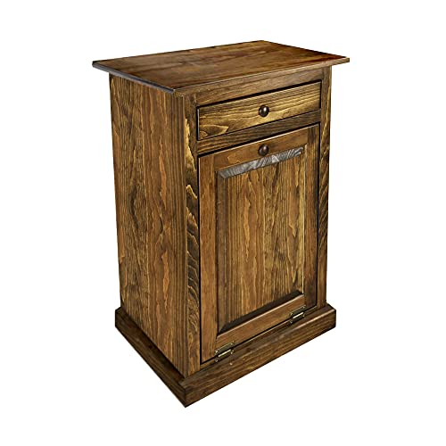 Peaceful Classics Wooden Tilt Out Trash Cabinet with Drawer, Special Walnut - color: Special Walnut, style: With Drawer