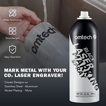 OMTech Laser Marking Spray, 4pcs 13oz, Black Marking for CO2 Laser on Metal - color: 13 OZ -- Black, size: 4 Pcs