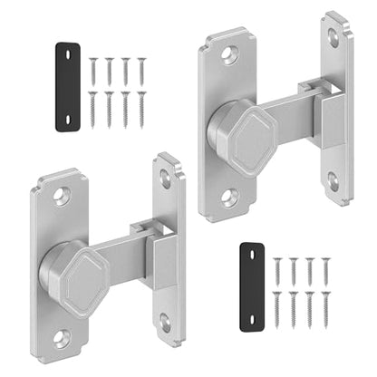 Sliding Barn Door Lock, 90 Degree Flip Security Gate Latch - color: Silver-2 Pcs