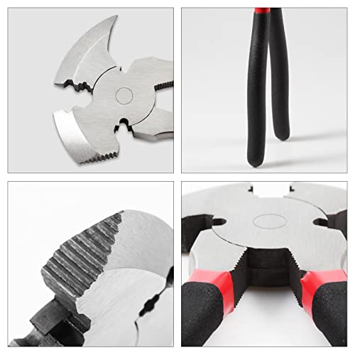 Multi Purpose Fencing Pliers with 2 Wire Cutters Nail Pullers for Installing Maintaining Repairing Wire Fences - style: Fencing Pliers with Hammer End