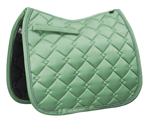 EQUINEWAVE Embossed Satin Saddle Pad – Cooling Moisture-Wicking Lining, Shock-Absorbing Comfort, Contoured Fit for Dressage Riding - color: SAGE GREEN