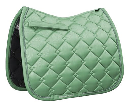 EQUINEWAVE Embossed Satin Saddle Pad – Cooling Moisture-Wicking Lining, Shock-Absorbing Comfort, Contoured Fit for Dressage Riding - color: SAGE GREEN