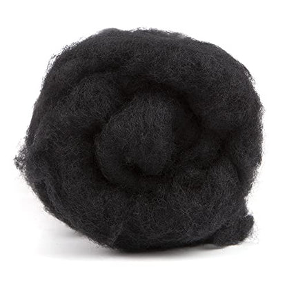 Maori Wool Carded Batting for Needle Felting, 3.5 oz, Ebony Black - color: Ebony