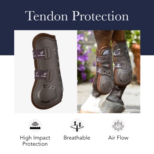 LeMieux Impact Responsive Horse Tendon Boots - Protective Gear and Training Equipment - Equine Boots, Wraps & Accessories - Tendon Protection and Support (Brown/Medium)