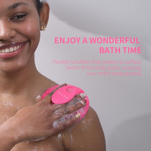 Silicone Body Scrubber, BEAUTAIL Gentle Exfoliating Shower Brush for Body | Hygienic Silicone Loofah, Easy-Grip Handle, Soft Bath Essential Scrubber for Sensitive Skin, Women, Men & Kids, 1 Pack, Rose - color: Rose 1 Pc
