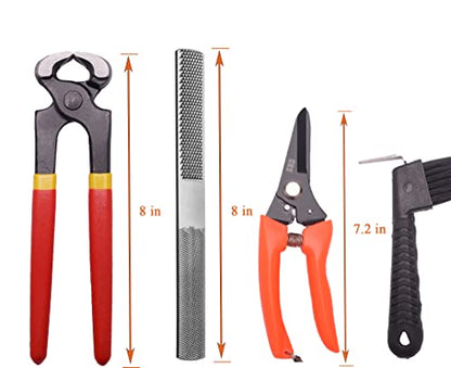 LONG RIVER 8 inch Farrier Tool Kits （5 Piece） Mini Rasp Hoof File Equine Metal Shears Farriers Hoof Nipper for Goat Pig