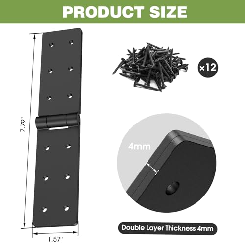 Gate Hinges,270° Solid Double Layer Butt Hinge for Gates,Fence Doors
