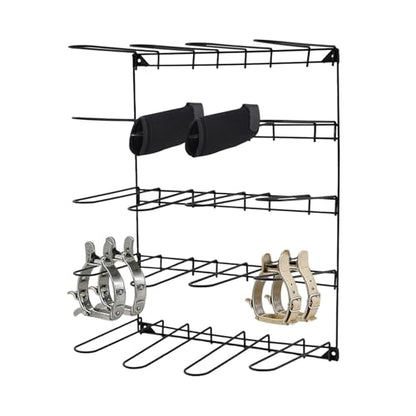 5-Tier Wall-Mounted Stable Tack Storage Rack with 20 Hooks, Stable Tool Storage Rack for Horse Racing Protective Gear, Horse Blankets