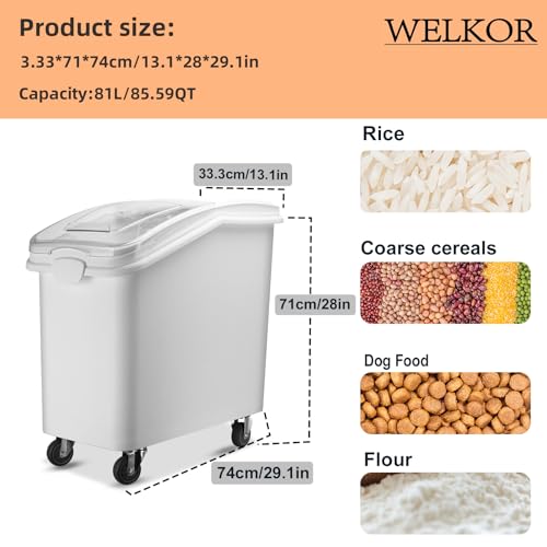 Ingredient Storage Bin,21 Gallon Dispenser Bin with Scoop for Dry Food, Sugar, Baking Supplies,Kitchen Rice Cereal Flour Bin,BPA Free,Pet Food Storage Container,Dog Cat Birds Food (21 Gallon) - size: 21 Gallon