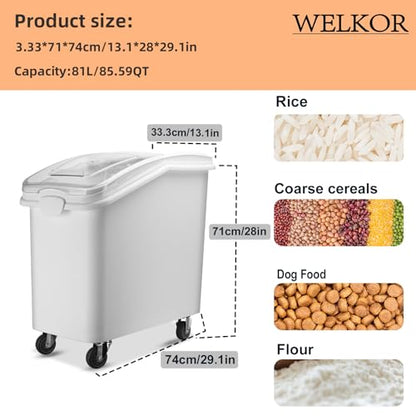 Ingredient Storage Bin,21 Gallon Dispenser Bin with Scoop for Dry Food, Sugar, Baking Supplies,Kitchen Rice Cereal Flour Bin,BPA Free,Pet Food Storage Container,Dog Cat Birds Food (21 Gallon) - size: 21 Gallon