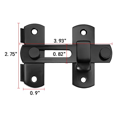 2 Packs Black Stainless Steel Barn Door Latch Bi-fold Door Lock - color: Black