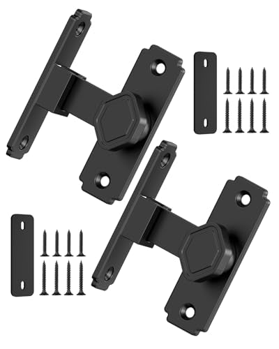90 Degree Barn Door Lock, Rustproof Sliding Gate Latch, Black 2Pcs - color: Black-2PCS