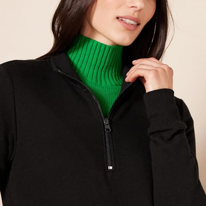 Amazon Essentials Women's Long-Sleeve Fleece Quarter-Zip Pullover Sweatshirt, Kangaroo Pocket (Available in Plus Size) - color: Black, size: XX-Large