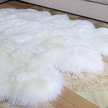Champlus Genuine Australian Merino Sheepskin Rug, 5x7 ft Sheep Skin Rug, Lambskin Area Rug, 6-Pelt, White - size: 5' x 7' (Oblong)