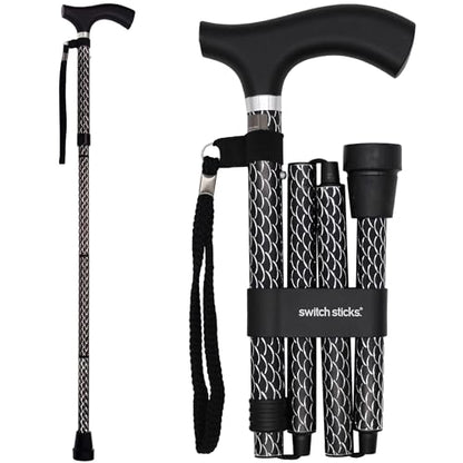 Switch Sticks Folding Walking Cane For Women & Men - color: Engraved Soiree