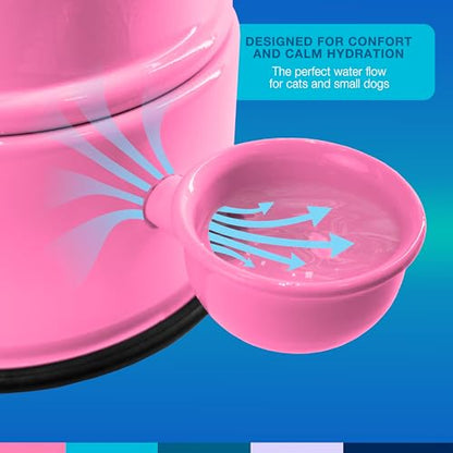 Pet Water Dispenser for Dogs and Cats, 47.3 oz – Gravity-Fed Aluminum Water Bowl, Prevents Wet Fur, Provides Continuous Fresh Water, Electrostatic Coated Finish, Vida Mansa (Pink) - color: Pink