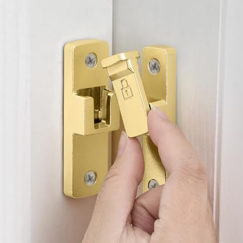 Gold 90 Degree Barn Door Lock ，Right Angle Door Lock Latch - color: Gold_90 Degree