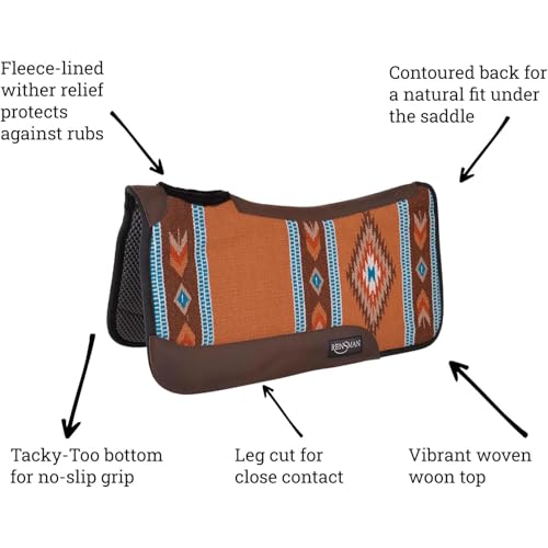 Reinsman APEX Ranahan Tacky Too Soft Breathable Non-Slip Shock-Absorbing Fleece-Lined Moisture-Wicking Contoured Back Protection Horse Riding Saddle Pad - color: Brown