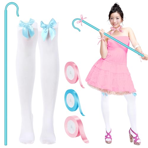Jiuguva Halloween Costume Accessory Plastic Prop Staff Cane Women's Halloween Shepherd's Crook Costume Set - color: Blue