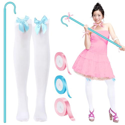 Jiuguva Halloween Costume Accessory Plastic Prop Staff Cane Women's Halloween Shepherd's Crook Costume Set - color: Blue