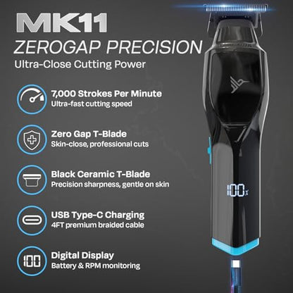 HUMMINGBIRD Pro Series Hair Clippers and Trimmer Set – 9,000 RPM Brushless Motor, DLC Blade, Zero-Gapped T-Blade Trimmer, Cordless USB-C Rechargeable, Super Torque, Carry Case, Professional Barber Kit