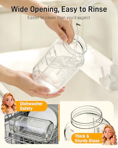 64 oz Mason Jar Pitcher, Glass Pitcher with Lid for Sun Tea & Iced Tea - color: Pink, size: 64 Ounces