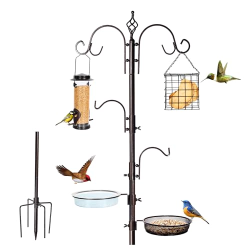YINGYM Bird Feeding Station Kit, 87 Inch Bird Feeder Pole for Outside - size: 87 Inches without Squirrel Baffle