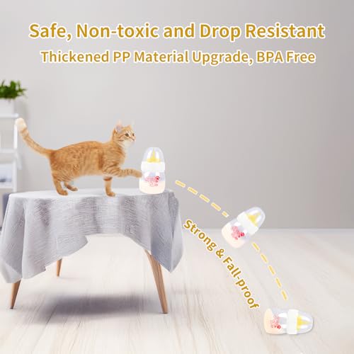 Pet Feeding Bottle,3 Pack 60ml Nursing Bottle, 3 Sizes Nipples with Ventilation Valve Resistant Tearing Perfect for Puppies, Kittens, Small Wildlife(Yellow) - color: yellow