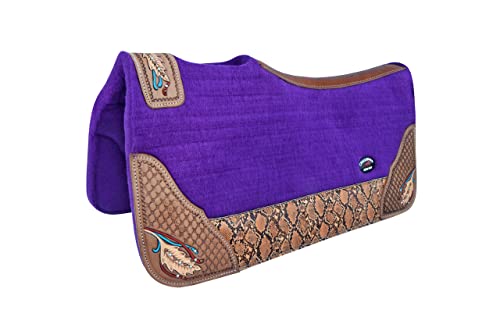 CHALLENGER Horse 32" x 30" Western Contoured Wool Felt Therapeutic Saddle Pad Black 39216 - color: Purple Phyton