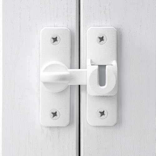 Matte White Aluminum Alloy Gate Lock,90/180 Degree Barn Door Latch - color: Matte White