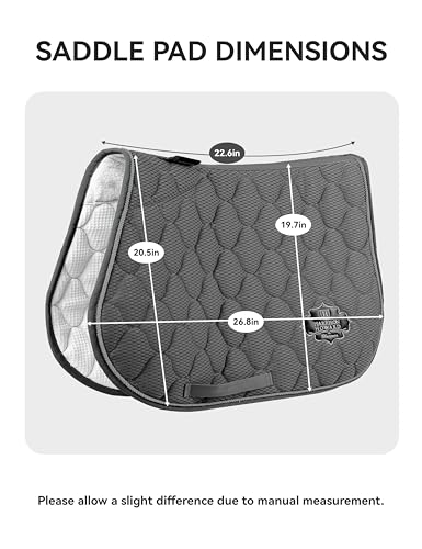 Harrison Howard 3D Air Mesh Saddle Pad for Horses – Breathable Shock-Absorbing All-Purpose English Saddle Pad - color: Grey