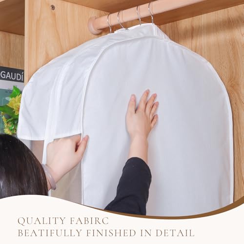 Univivi 50 Inch Cotton Hanging Clothes Bag for Storage 4 Pack, White | Breathable Cotton Fabric, Strong Zipper, Organza Window, 10in Wide Gusset Fits 6 Hangers, Perfect for Suits, Coats, Jackets - size: 50 Inch - 4 Pack