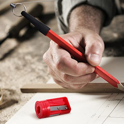 Honoson 24 Pcs Carpenter Pencil with Sharpener,Red and Black Refill - color: Red and Black Refill