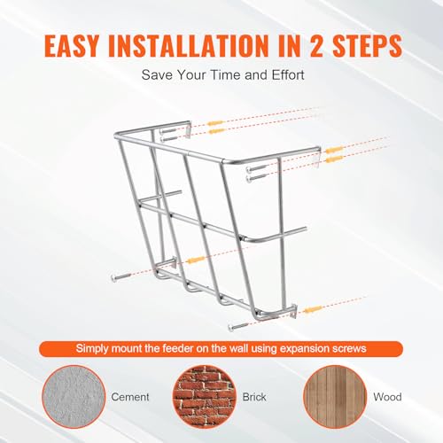 Happybuy Livestock Hay Feeder, 18.5 Gallons Large Capacity, Heavy-Duty Steel Goat Hay Rack,24.4" Long Wall Mounted Horse Hay Holder, Multiple Sided Feeding Rack for Sheep Farm Livestock Indoor Outdoor