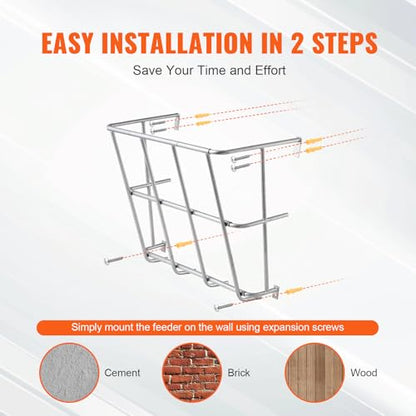Happybuy Livestock Hay Feeder, 18.5 Gallons Large Capacity, Heavy-Duty Steel Goat Hay Rack,24.4" Long Wall Mounted Horse Hay Holder, Multiple Sided Feeding Rack for Sheep Farm Livestock Indoor Outdoor