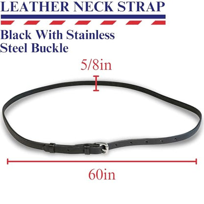 Nunn Finer - Leather Neck Grab Strap, Equestrian Accessory, Neck Strap for Horses - color: Black Stainless Steel