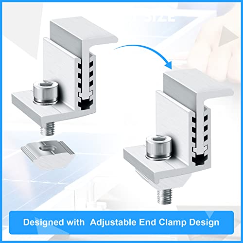 Zhengmy 40 Pack Solar Panel End Clamp Mounting Z Bracket Mid Clamps Aluminum Rail End Clamps Clips Adjustable Panels Grounding Gutter Kit for Pv Mounting System Install Hardware Fasteners Accessory