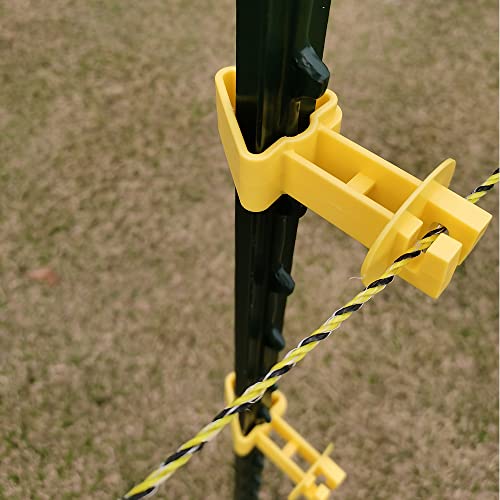 25-Pack Electric Fence T-Post Insulators, Snap-On Extended - color: Yellow