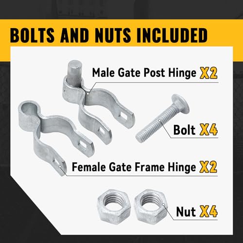 VIVIDA 1-3/8" Chain Link Fence Gate Hinge Kit, Pipe Gate Hinge, 2 Set - color: Silver (2 Set), size: 1-3/8"